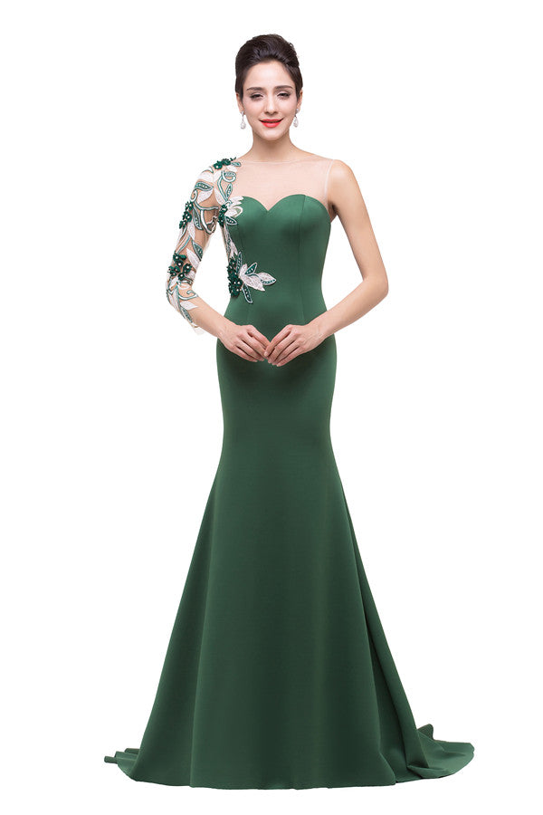 Robe de bal sirène longue jusqu'au sol à une épaule