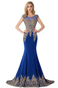 Robe de soirée en mousseline à traîne sirène avec applications