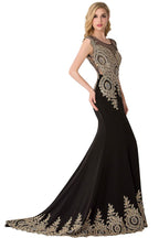 Robe de soirée en mousseline à traîne sirène avec applications