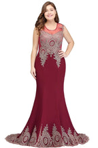 Vestidos de noche burdeos con apliques, sin mangas, de corte sirena y largo hasta el suelo