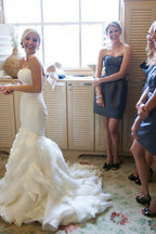 Meerjungfrau-Brautkleid mit Herzausschnitt und Rüschen