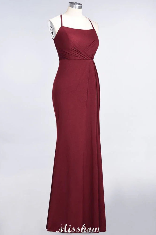Meerjungfrau-Spandex-Spitzenkleid mit Spaghettiträgern, ärmellos, bodenlang, Brautjungfernkleid