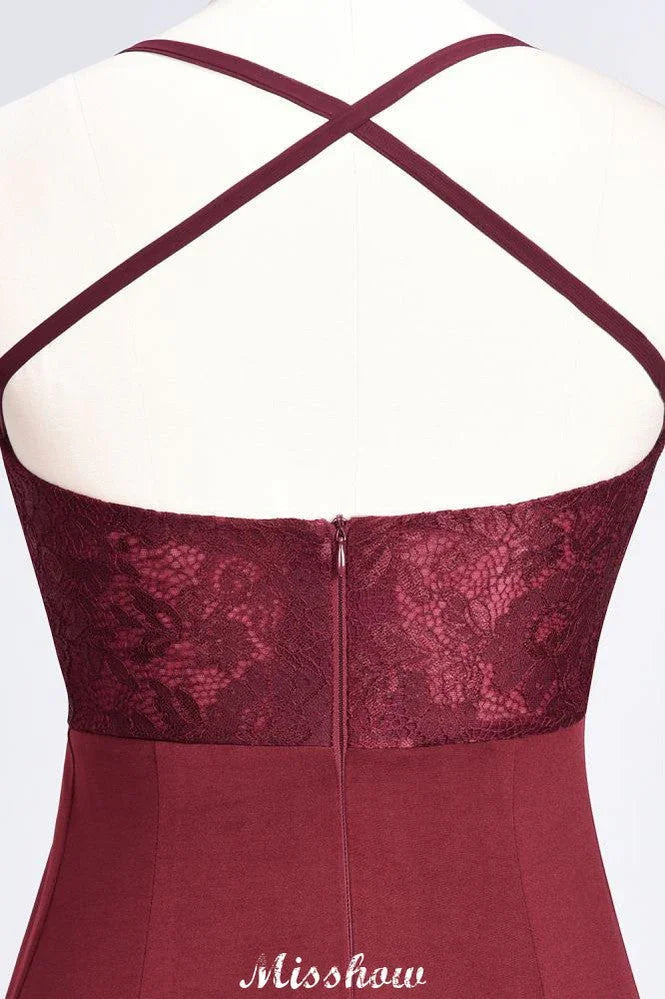 Meerjungfrau-Spandex-Spitzenkleid mit Spaghettiträgern, ärmellos, bodenlang, Brautjungfernkleid