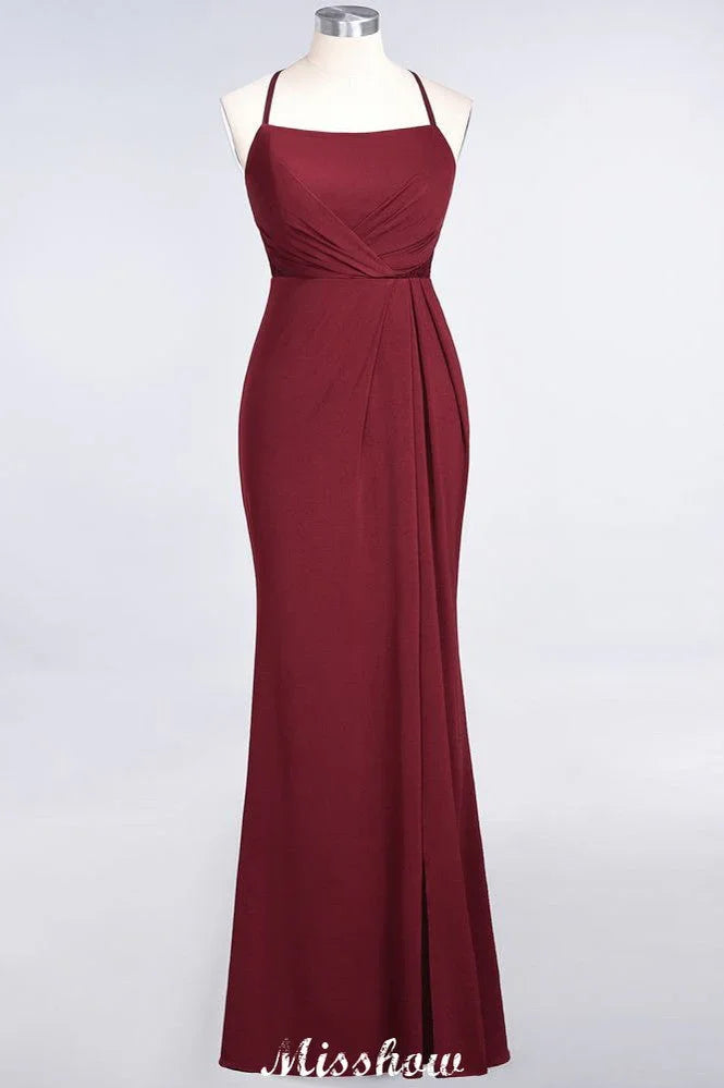 Meerjungfrau-Spandex-Spitzenkleid mit Spaghettiträgern, ärmellos, bodenlang, Brautjungfernkleid