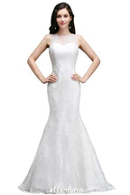 Abito da sposa a sirena con pizzo e bottoni, nuova collezione