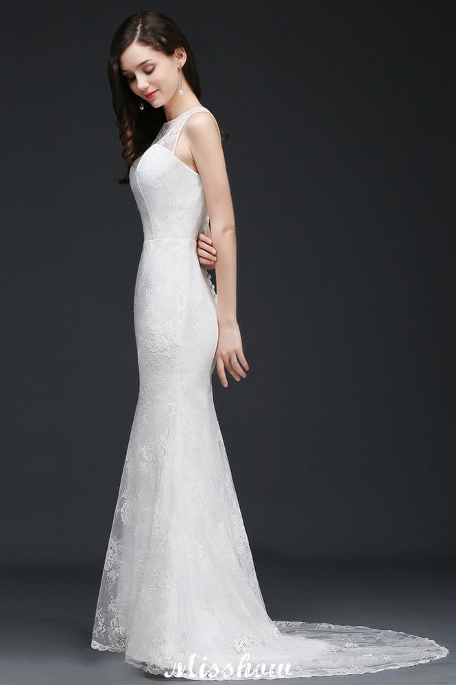 Abito da sposa a sirena con pizzo e bottoni, nuova collezione