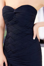 Robe de soirée longue en tulle drapé, bustier cœur sirène sans bretelles