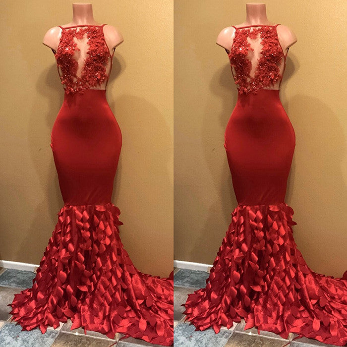 Vestido de Baile Modesto de Sereia sem Mangas