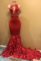 Vestido de Baile Modesto de Sereia sem Mangas