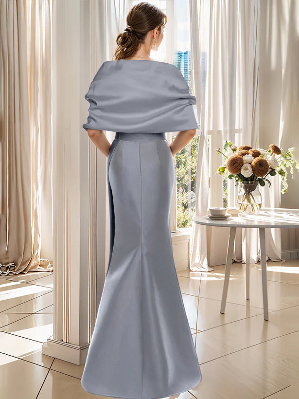 2 Piece Floor Length Trumpet Dresses For Mother Of The Bride And Groom With Wrap