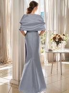 2 Piece Floor Length Trumpet Dresses For Mother Of The Bride And Groom With Wrap