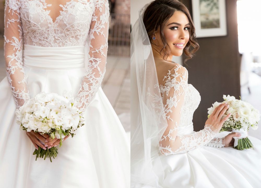 Nuovo abito da sposa con schiena a illusione in pizzo completo e gonna staccabile