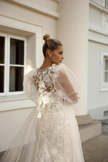 Robes de mariée sirène en dentelle sans manches, chérie noble