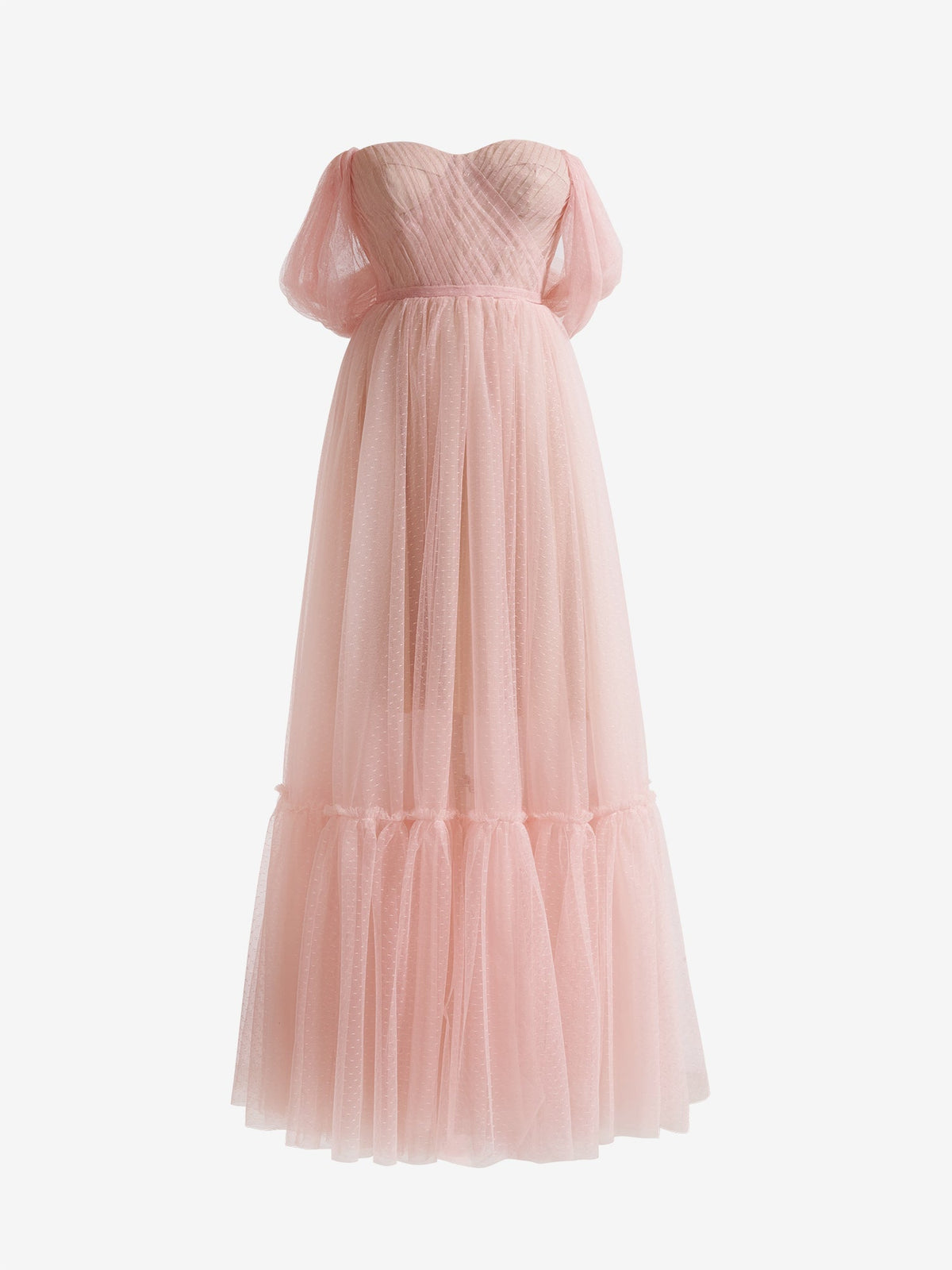 A-Line Rose Pink Tulle Sweetheart Tea-Length Prom Dress