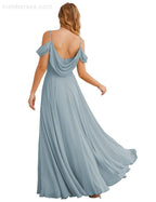 Cold Shoulder Chiffon Bridesmaid Dresses Long Maxi Formal Prom Gowns for Women Party SEA28059