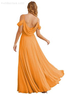 Cold Shoulder Chiffon Bridesmaid Dresses Long Maxi Formal Prom Gowns for Women Party SEA28059