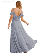 Cold Shoulder Chiffon Bridesmaid Dresses Long Maxi Formal Prom Gowns for Women Party SEA28059