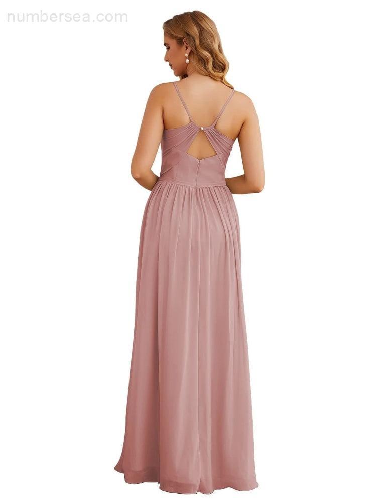Vestidos de Damas de Honra com Alças Finas, Longos, Formais, para Festas e Baile de Finalistas 28060