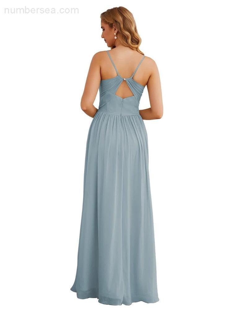 Vestidos de Damas de Honra com Alças Finas, Longos, Formais, para Festas e Baile de Finalistas 28060