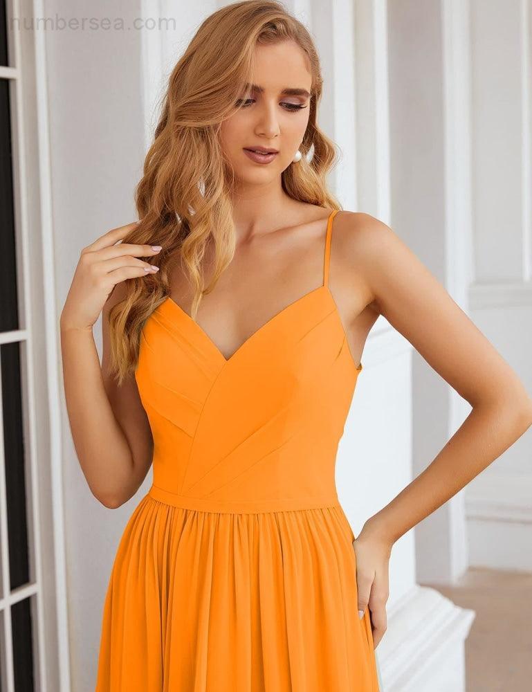 Vestidos de Damas de Honra com Alças Finas, Longos, Formais, para Festas e Baile de Finalistas 28060