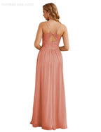 Vestidos de Damas de Honra com Alças Finas, Longos, Formais, para Festas e Baile de Finalistas 28060