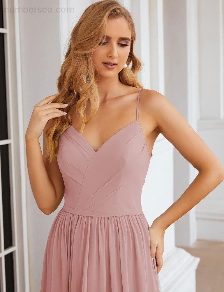 Vestidos de Damas de Honra com Alças Finas, Longos, Formais, para Festas e Baile de Finalistas 28060