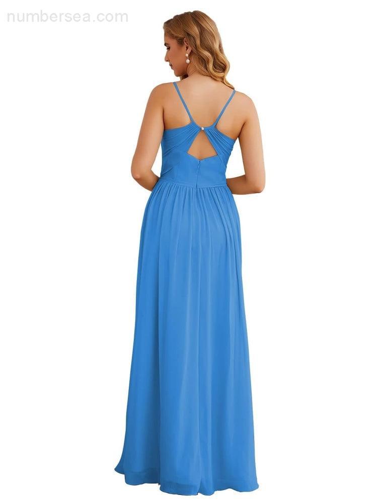 Vestidos de Damas de Honra com Alças Finas, Longos, Formais, para Festas e Baile de Finalistas 28060
