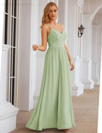 Vestidos de Damas de Honra com Alças Finas, Longos, Formais, para Festas e Baile de Finalistas 28060