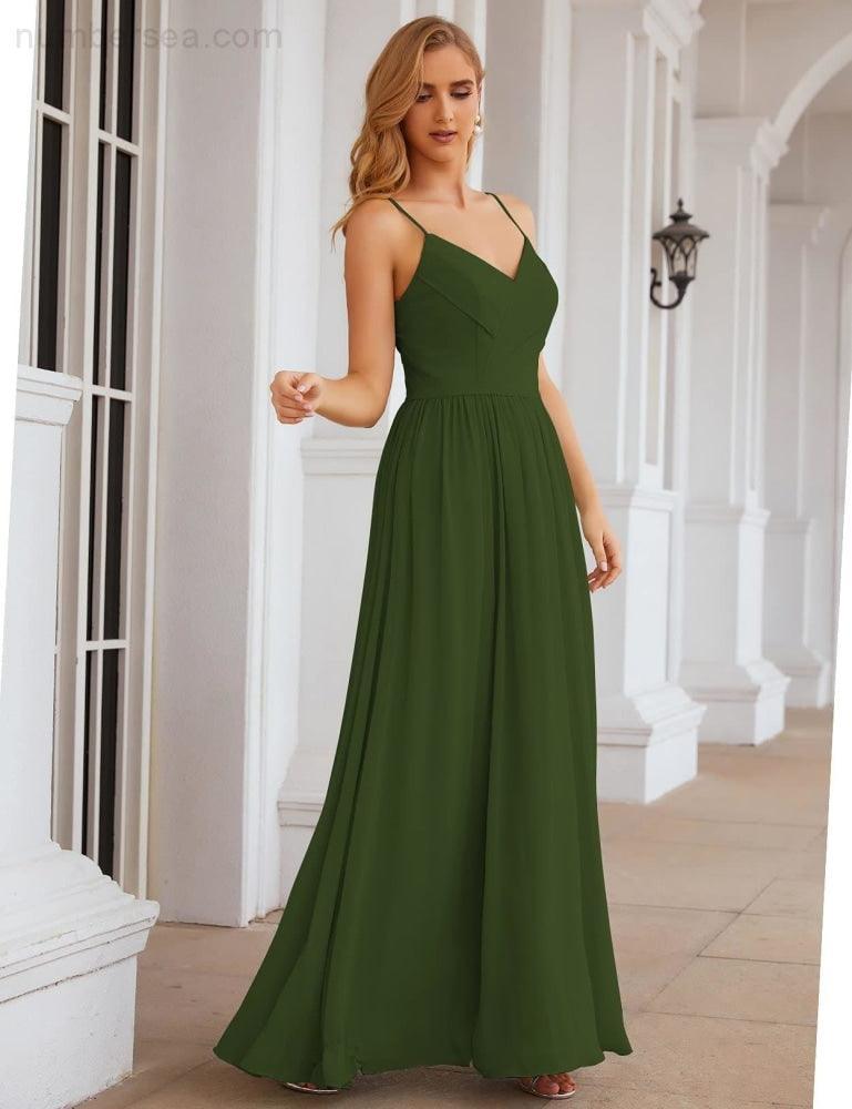 Vestidos de Damas de Honra com Alças Finas, Longos, Formais, para Festas e Baile de Finalistas 28060