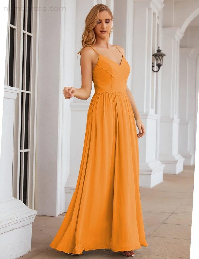 Vestidos de Damas de Honra com Alças Finas, Longos, Formais, para Festas e Baile de Finalistas 28060