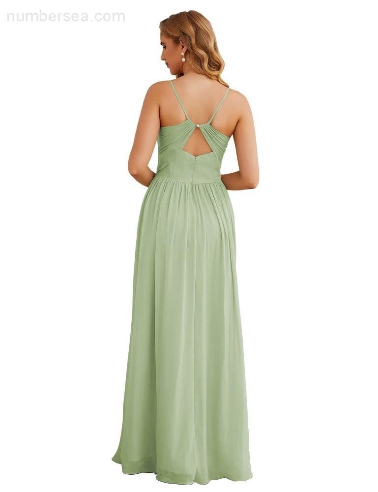 Vestidos de Damas de Honra com Alças Finas, Longos, Formais, para Festas e Baile de Finalistas 28060