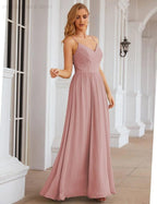 Vestidos de Damas de Honra com Alças Finas, Longos, Formais, para Festas e Baile de Finalistas 28060