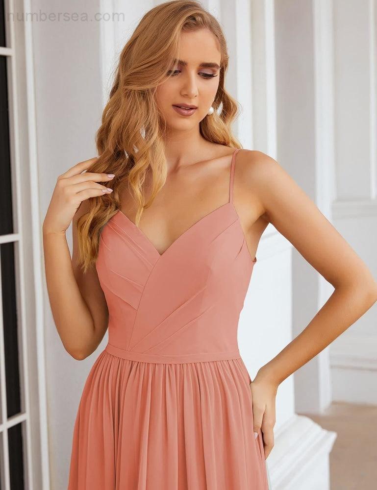 Vestidos de Damas de Honra com Alças Finas, Longos, Formais, para Festas e Baile de Finalistas 28060