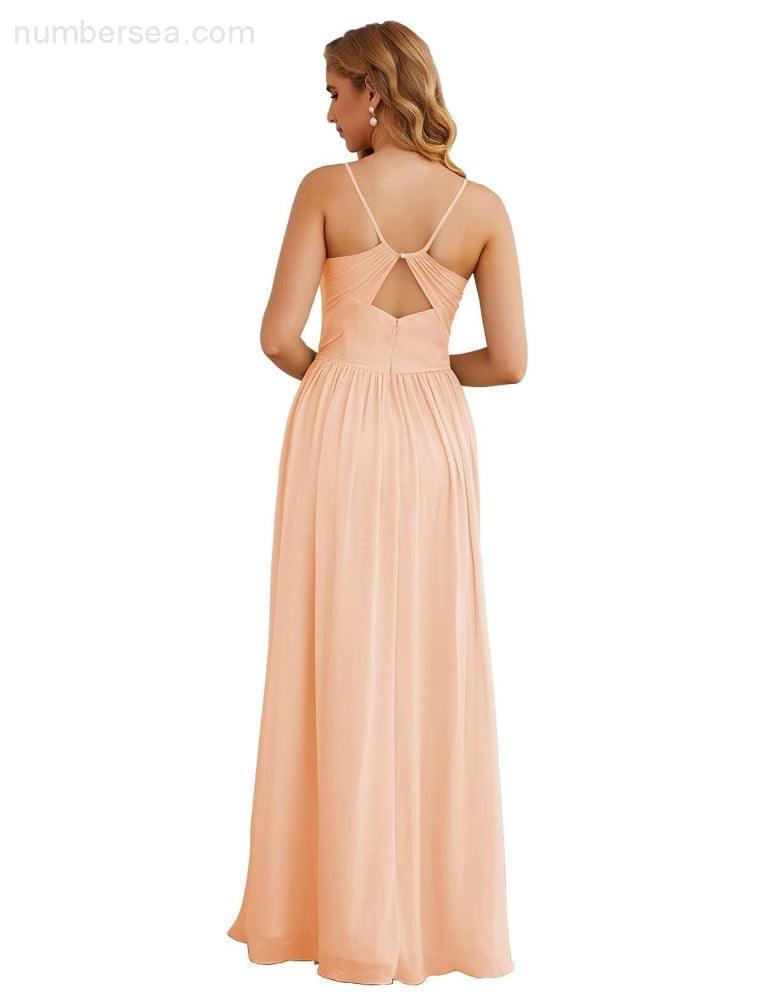 Vestidos de Damas de Honra com Alças Finas, Longos, Formais, para Festas e Baile de Finalistas 28060