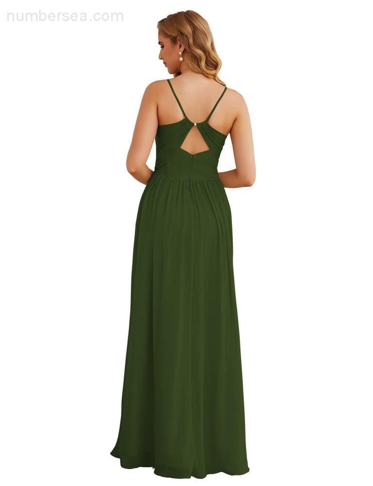 Vestidos de Damas de Honra com Alças Finas, Longos, Formais, para Festas e Baile de Finalistas 28060
