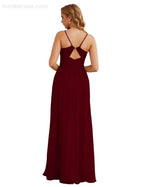 Vestidos de Damas de Honra com Alças Finas, Longos, Formais, para Festas e Baile de Finalistas 28060