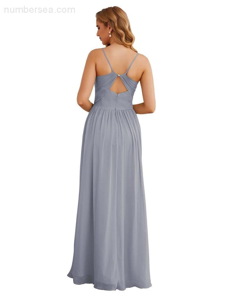 Vestidos de Damas de Honra com Alças Finas, Longos, Formais, para Festas e Baile de Finalistas 28060