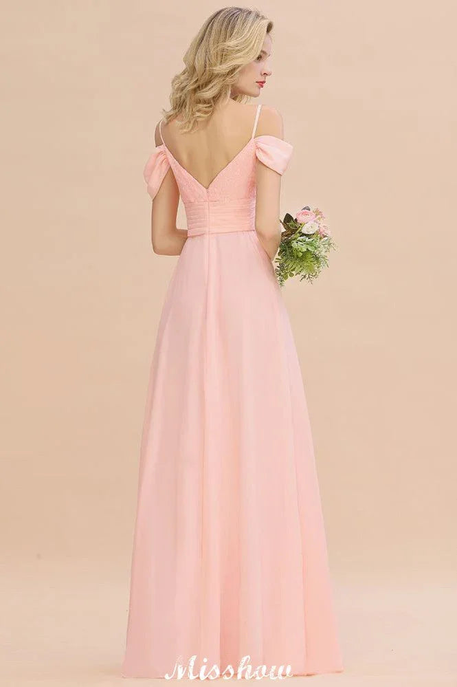 Off Shoulde straps Aline Bridesmaid Dress Chiffon Maid of Honor Dress