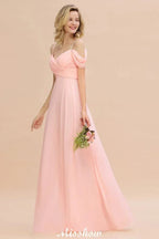 Off Shoulde straps Aline Bridesmaid Dress Chiffon Maid of Honor Dress