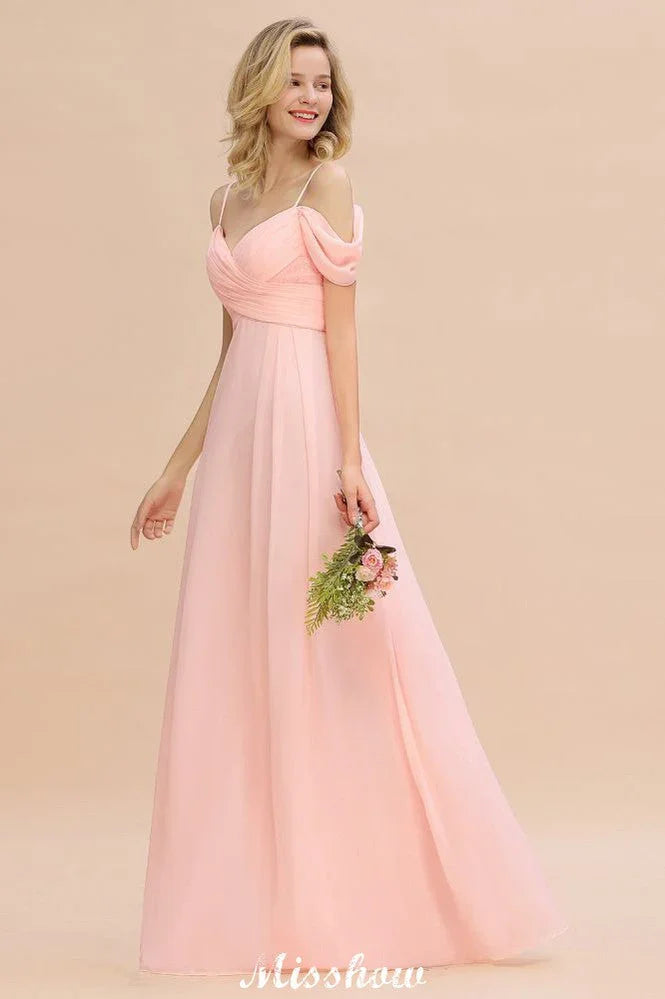 Off Shoulde straps Aline Bridesmaid Dress Chiffon Maid of Honor Dress