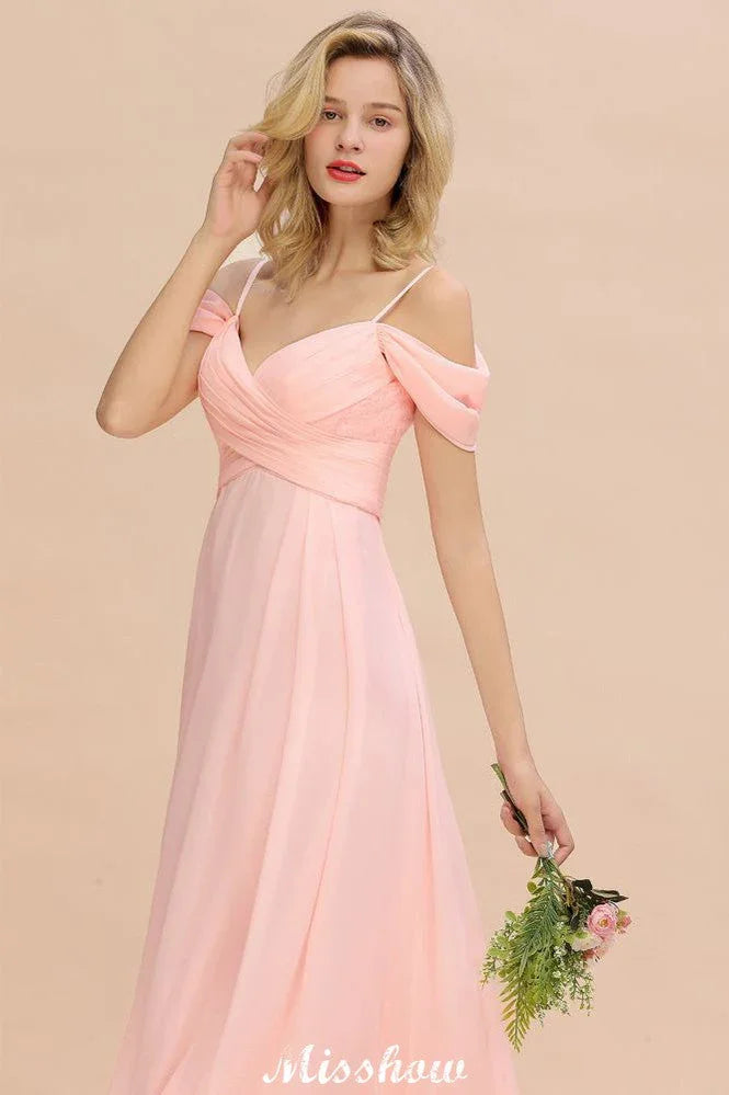 Off Shoulde straps Aline Bridesmaid Dress Chiffon Maid of Honor Dress