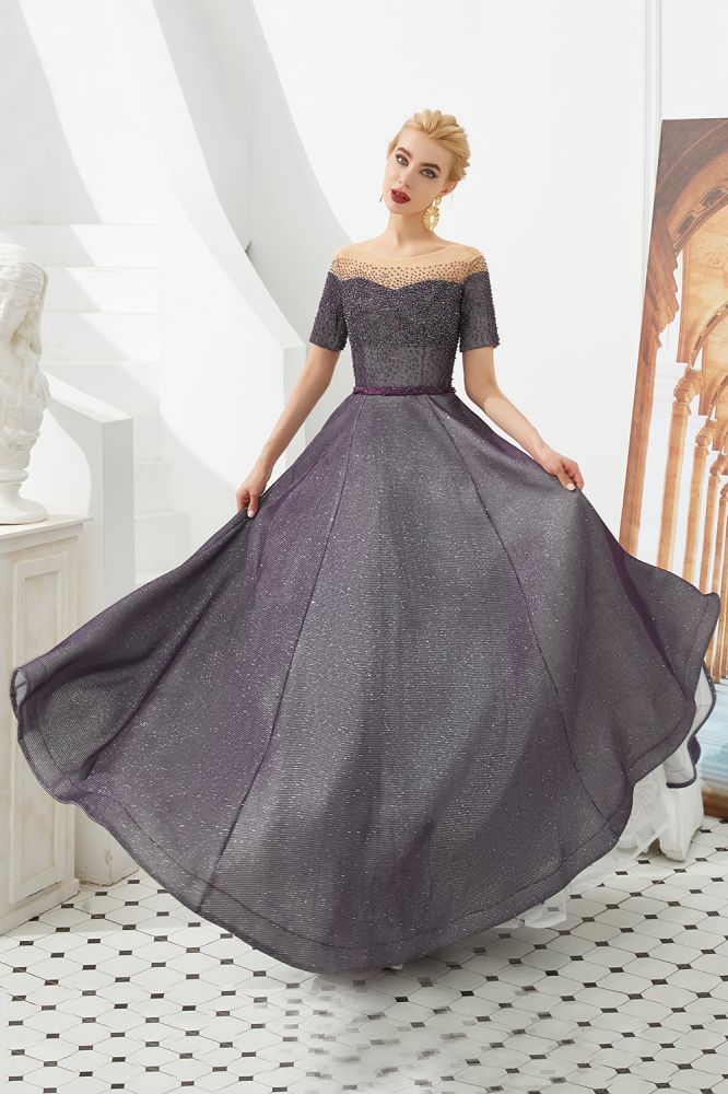 Off the Shoulder Aline Evening Swing Dress Beading sequins Lace-up Party Dress