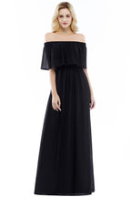 Robe de soirée longue en mousseline, épaules dénudées, sans manches, robe de bal