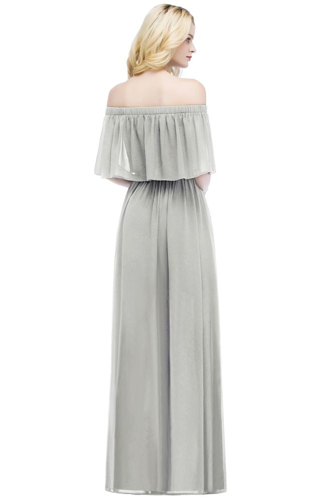 Robe de soirée longue en mousseline, épaules dénudées, sans manches, robe de bal