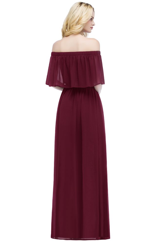 Robe de soirée longue en mousseline, épaules dénudées, sans manches, robe de bal