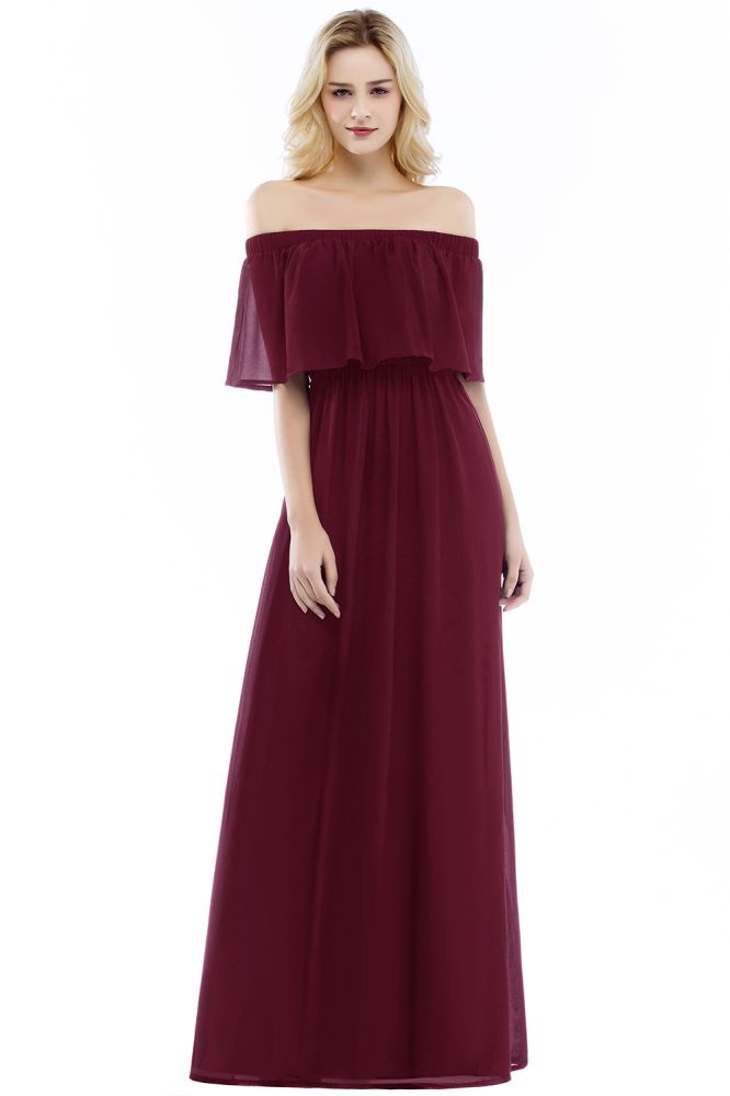 Robe de soirée longue en mousseline, épaules dénudées, sans manches, robe de bal