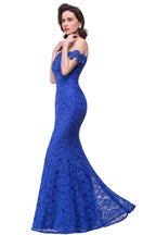 Vestidos de Dama de Honra Sereia em Renda, Comprimento até ao Chão, com Decote Ombro a Ombro