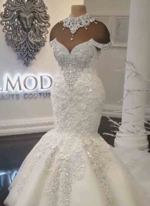 Mermaid Wedding Dress Off The Shoulder With Appliques Beads