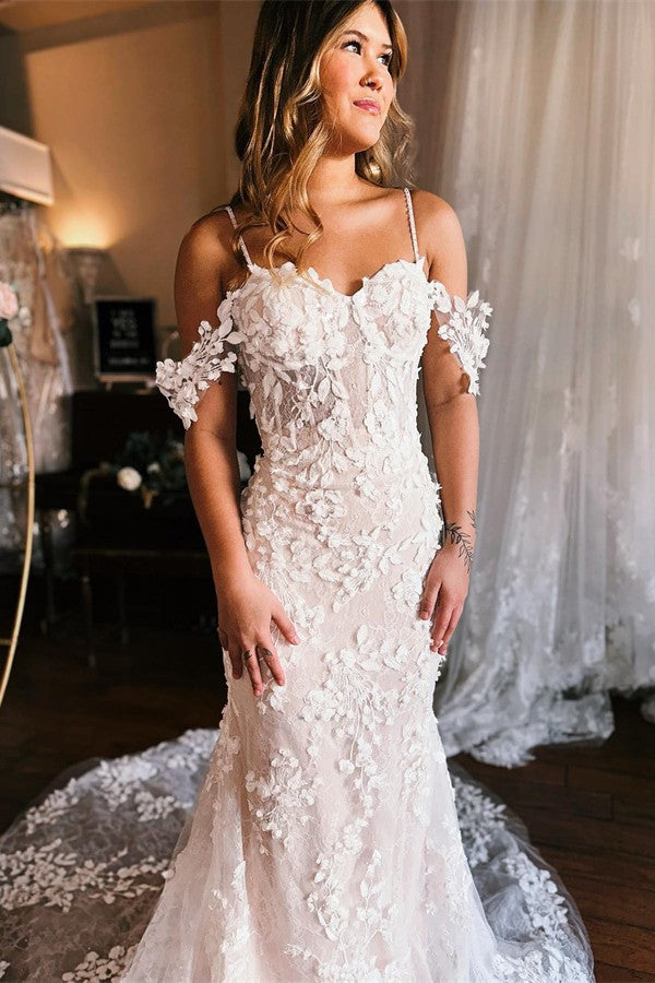 Off-the-Shoulder Wedding Dress Mermaid Lace Appliques