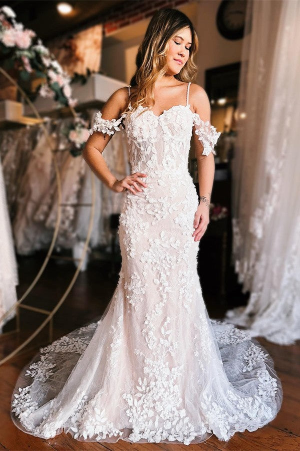 Off-the-Shoulder Wedding Dress Mermaid Lace Appliques